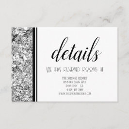 Moderne zilveren en zwarte tekst bruiloft informatiekaartje