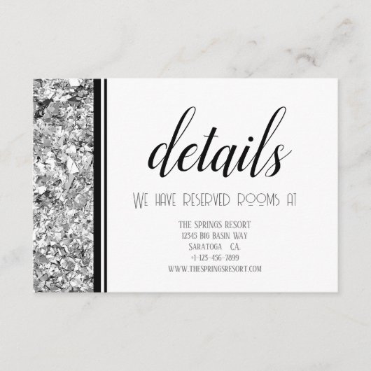 Moderne zilveren en zwarte tekst bruiloft informatiekaartje (Voorkant)