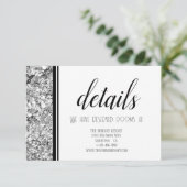 Moderne zilveren en zwarte tekst bruiloft informatiekaartje (Staand voorkant)