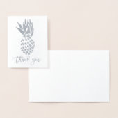 Moderne zilveren folie dank u typografie ananas folie kaarten (Display)