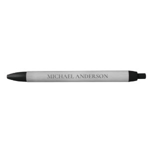Moderne zilveren geborstelde metalen monogramnaam zwarte inkt pen