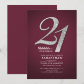 Moderne Zilveren Glitter 21e Verjaardag Surprise Kaart (Voorkant / Achterkant)
