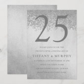 Moderne Zilveren Glitter 25e Trouwdag Kaart (Voorkant / Achterkant)
