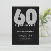 Moderne Zilveren Glitter 60 & Fabulous Verjaardags Kaart (Staand voorkant)