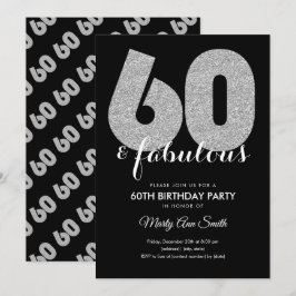 Moderne Zilveren Glitter 60 & Fabulous Verjaardags Kaart
