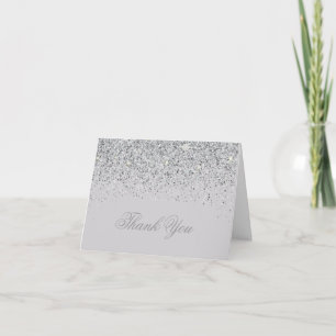Moderne Zilveren Glitter Bedankkaartjes Bedankkaart