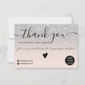 Moderne zilveren glitter-blauwe orde bedankt (Voorkant)