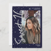 Moderne zilveren glitter blues 4 foto Sweet 16 Kaart (Voorkant)