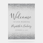 Moderne zilveren glitter Bord grijs bruiloft welko (Voorkant)