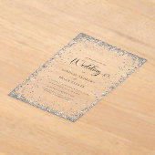 Moderne Zilveren Glitter Bruiloft Acryl Uitnodigingen (Laagn)