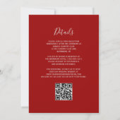 Moderne Zilveren Glitter Crimson Red QR Code Weddi Kaart (Achterkant)