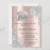 Moderne, zilveren glitter drift 10e verjaardag kaart (Voorkant)