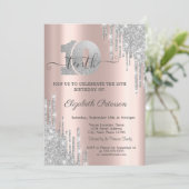 Moderne, zilveren glitter drift 10e verjaardag kaart (Staand voorkant)