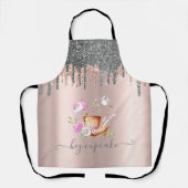 Moderne, zilveren glitter-drift Roos Gold Cupcake Schort (Voorkant)