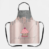 Moderne, zilveren glitter-drift Roos Gold Cupcake Schort (Voorkant)