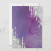 Moderne Zilveren Glitter Drips Paarse Sweet 16 Kaart (Achterkant)