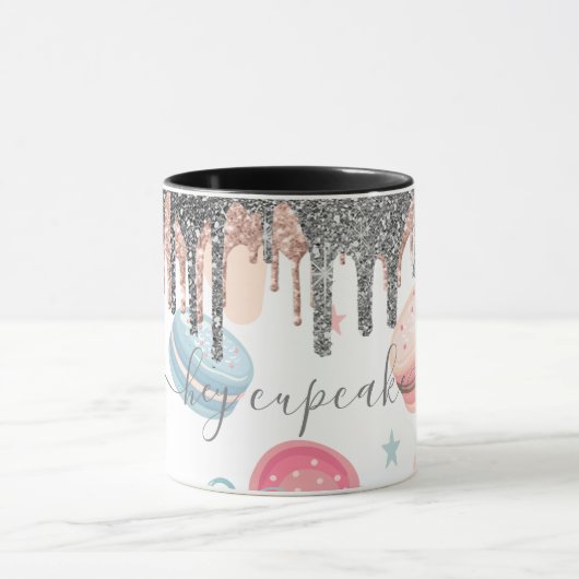 Moderne Zilveren Glitter Druppels Candy Snoepjes Mok (Midden)