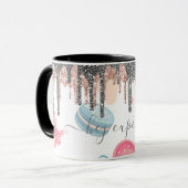 Moderne Zilveren Glitter Druppels Candy Snoepjes Mok (Voorkant links)
