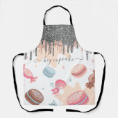 Moderne Zilveren Glitter Druppels Candy Snoepjes Schort (Voorkant)
