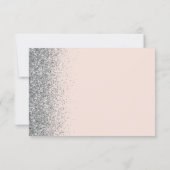 Moderne, zilveren glitter Edge Blush Pink RSVP Kaartje (Achterkant)