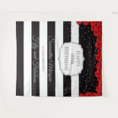 Moderne zilveren glitter en rode rozen verjaardag wandkleed (Voorkant (horizontaal))