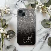 Moderne zilveren glitter en zwarte sprankeling Case-Mate iPhone case