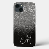 Moderne zilveren glitter en zwarte sprankeling Case-Mate iPhone case (Achterkant)