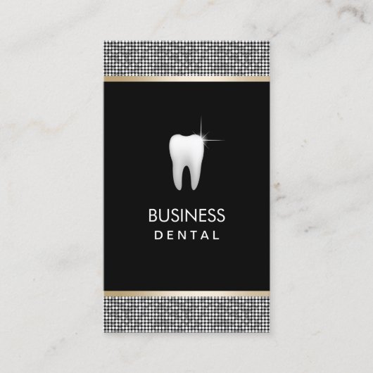 Moderne Zilveren Glitter Grens Tandheelkundige Afs Afsprakenkaartje (Voorkant)