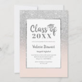 Moderne zilveren glitter klasse van foto afstudere kaart (Voorkant)