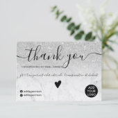 Moderne zilveren glitter-marmer bedankt (Staand voorkant)