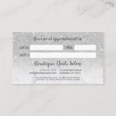 Moderne zilveren glitter marmer script typografie afsprakenkaartje (Achterkant)