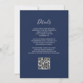 Moderne Zilveren Glitter Navy Blauwe QR Code Trouw Kaart (Achterkant)