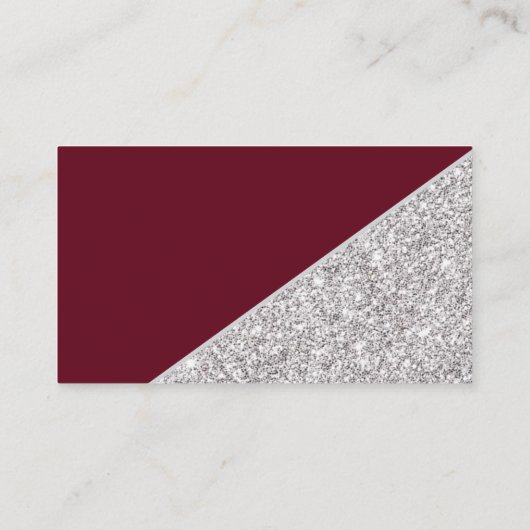 Moderne zilveren glitter op Bourgogne Bedankt Informatiekaartje (Achterkant)