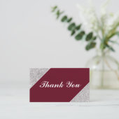 Moderne zilveren glitter op Bourgogne Bedankt Informatiekaartje (Staand voorkant)