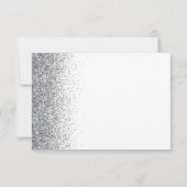 Moderne zilveren glitter rand wit RSVP kaartje (Achterkant)