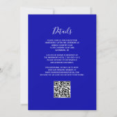 Moderne Zilveren Glitter Royal Blue QR Code Huweli Kaart (Achterkant)