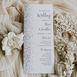 Moderne Zilveren Glitter Script Witte Trouw