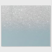 Moderne zilveren glitter sparkles ombre dusty blue cadeaupapier (Vlak)