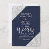 Moderne zilveren glitter-typografie navy blue brui kaart (Voorkant)