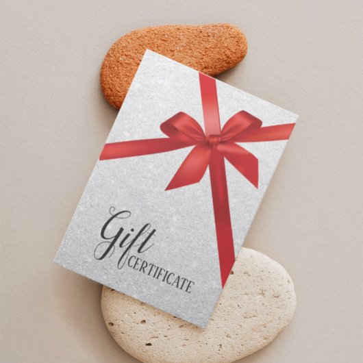 Moderne zilveren glitter vakantie cadeaubonnen kortingskaartje