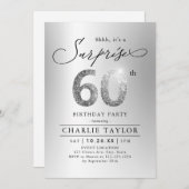 Moderne zilveren glitter-volwassenenverrassing 60s kaart (Voorkant / Achterkant)