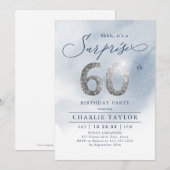 Moderne zilveren glitter-volwassenenverrassing 60s kaart (Voorkant / Achterkant)