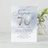 Moderne zilveren glitter-volwassenenverrassing 70s kaart (Staand voorkant)