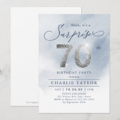 Moderne zilveren glitter-volwassenenverrassing 70s kaart (Voorkant / Achterkant)