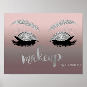 Moderne Zilveren Glitter Wimpers, Visagist Poster