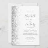 Moderne Zilveren Glitter Witte QR Code Huwelijk Kaart (Voorkant)