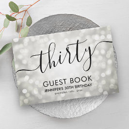 Moderne zilveren glitterlichten 30e verjaardag gastenboek