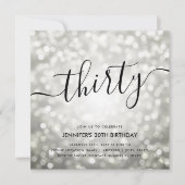 Moderne zilveren glitterlichten 30e verjaardag kaart (Voorkant)