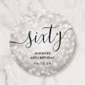 Moderne Zilveren Glitterlichten 60ste Verjaardag Bedankjes Labels (Voorkant)