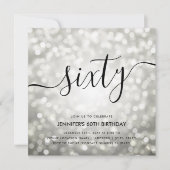 Moderne Zilveren Glitterlichten 60ste Verjaardag Kaart (Voorkant)